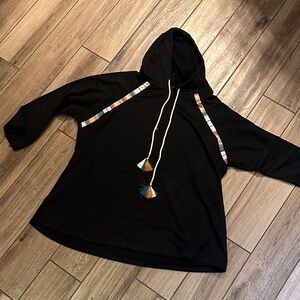 L&B Black Hoodie with White Accents